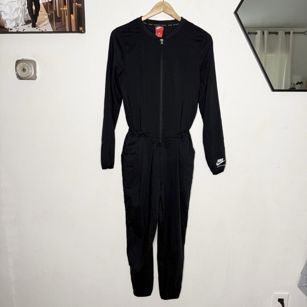 Nike International Black Long Sleeve Jumpsuit Athleisure Utility Women's XS